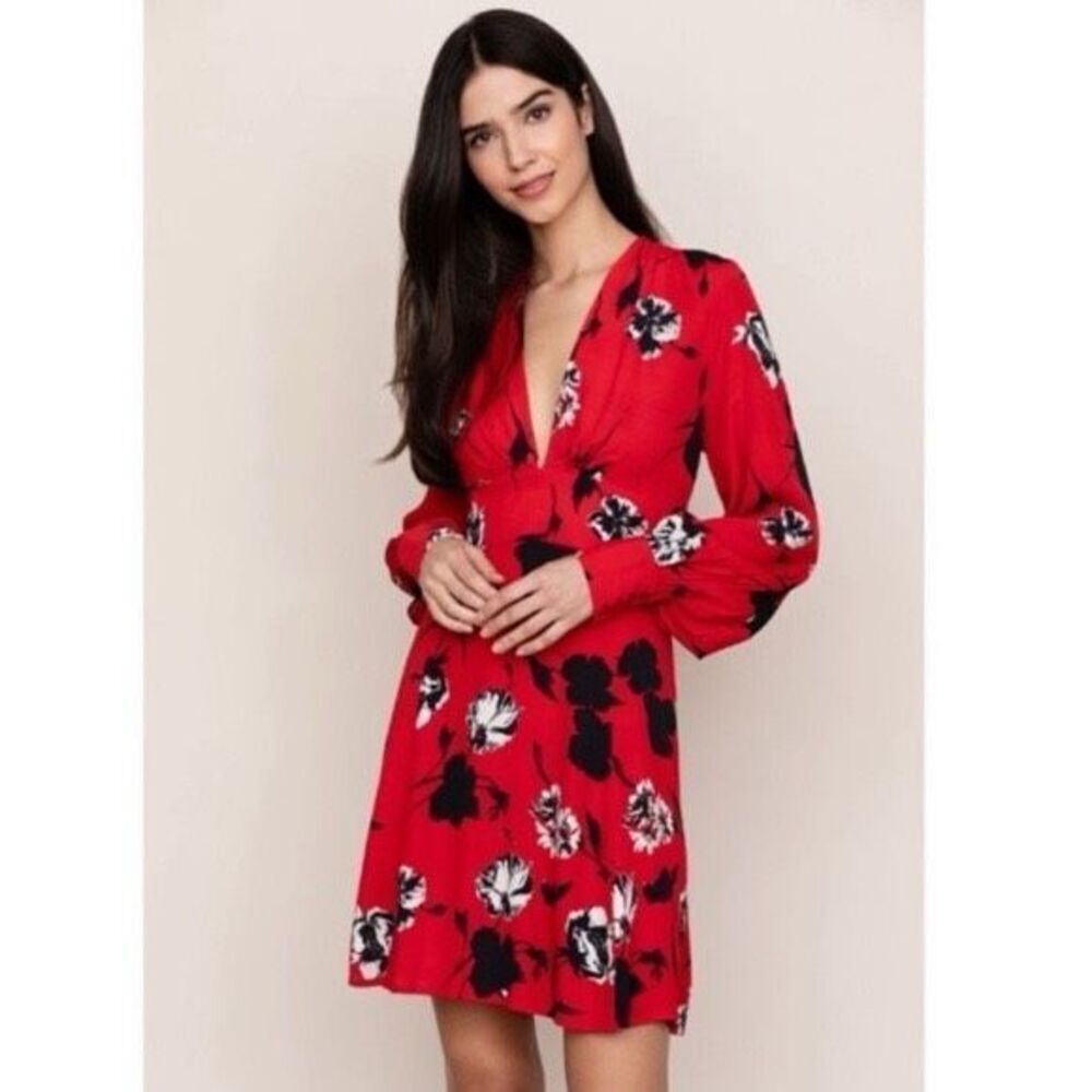 NEW Yumi Kim Shore Thing Long Sleeve Mini Dress in Tango Red Medium